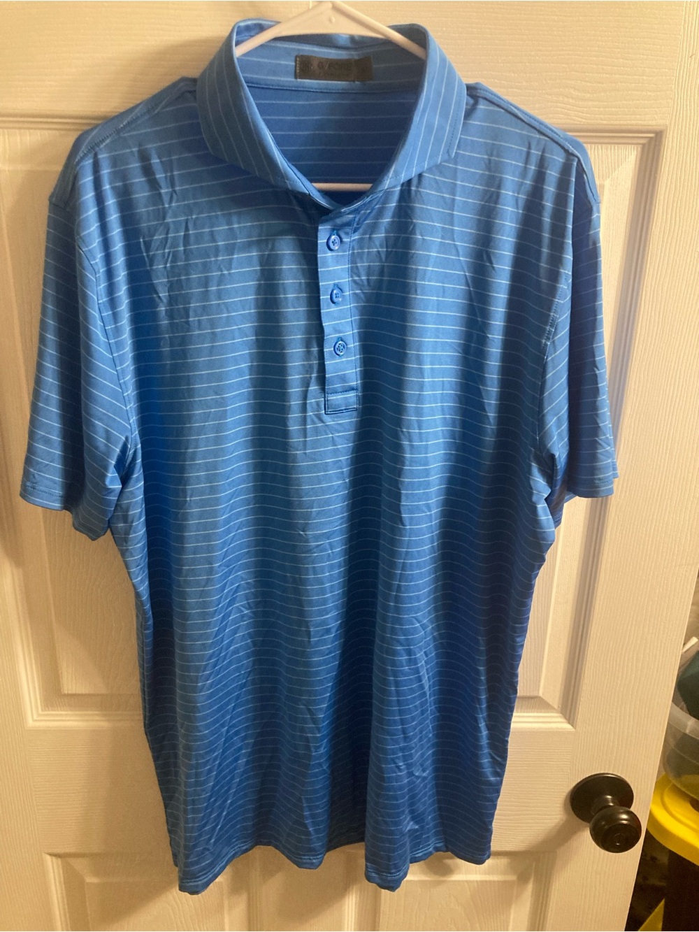 G/FORE Light Blue Thin-Striped Golf Polo